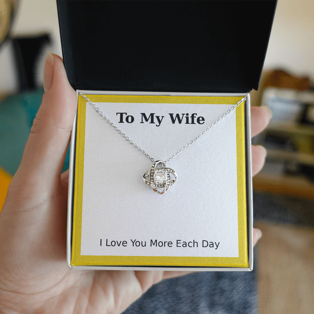 To My Wife – Gold Frame Love Knot Necklace