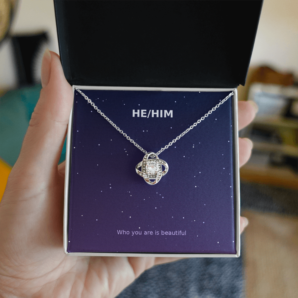 He/Him Pronoun – Love Knot Necklace
