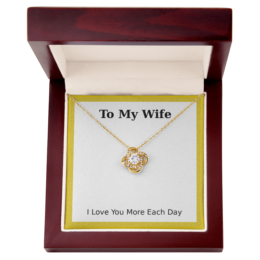 To My Wife – Gold Frame Love Knot Necklace