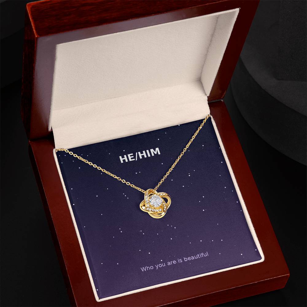He/Him Pronoun – Love Knot Necklace