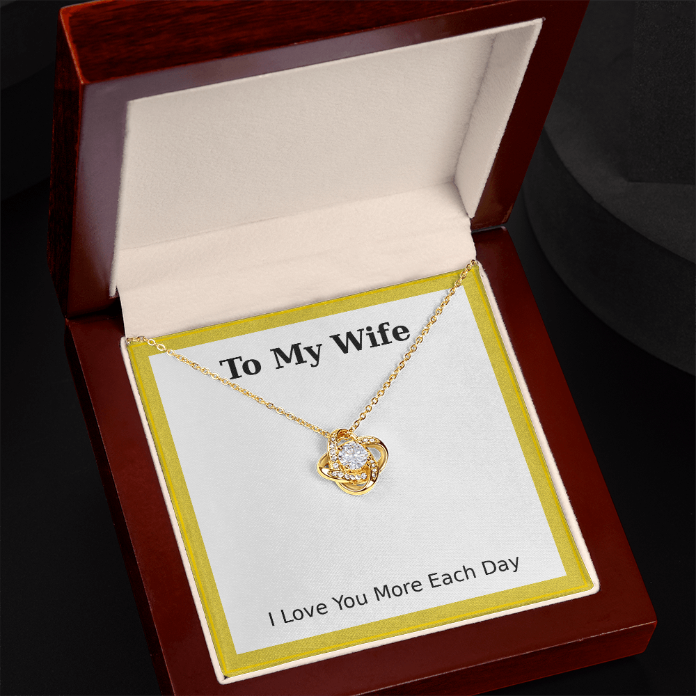 To My Wife – Gold Frame Love Knot Necklace