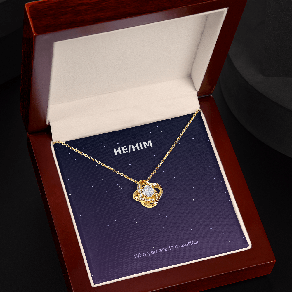 He/Him Pronoun – Love Knot Necklace