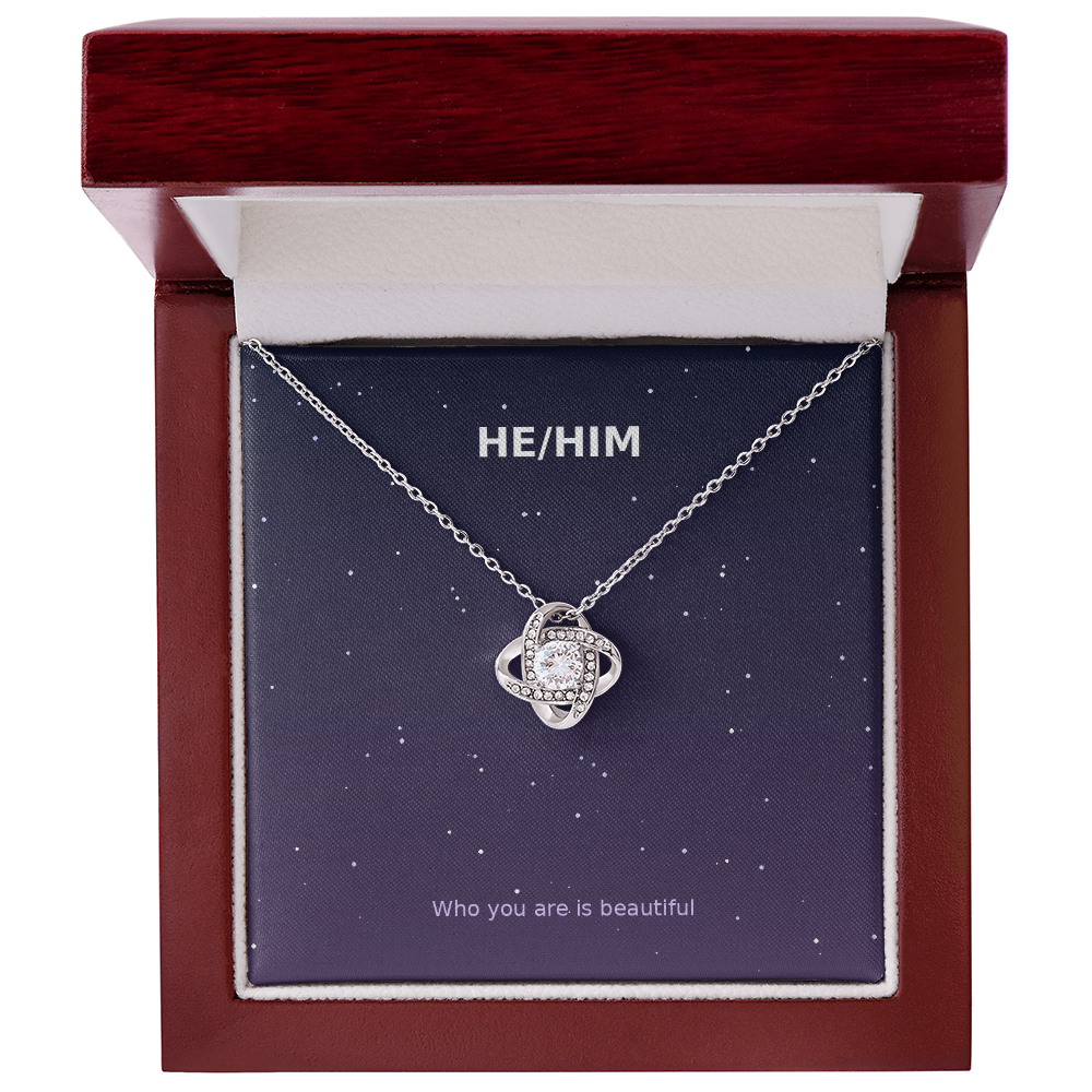 He/Him Pronoun – Love Knot Necklace