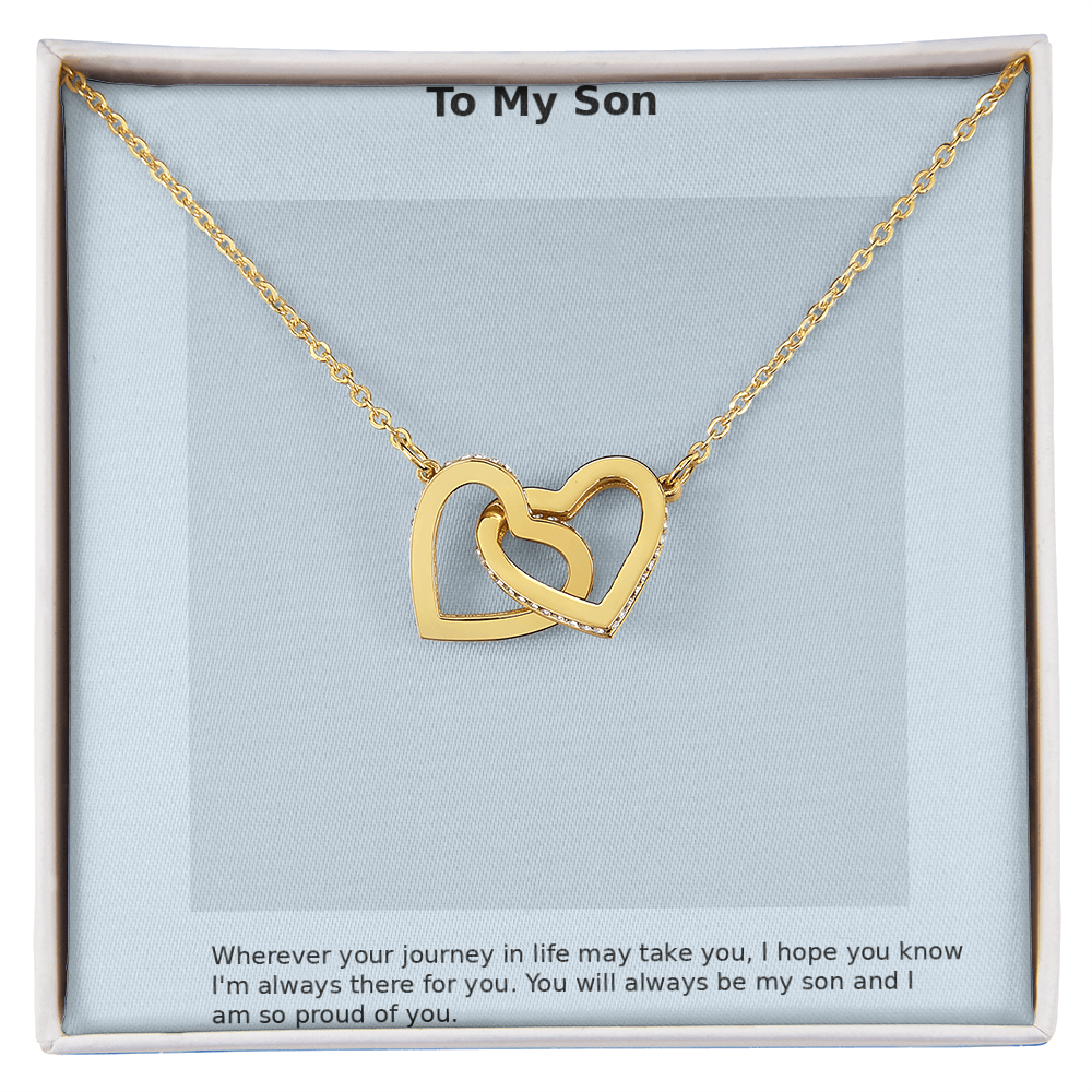 To My Son – Minimal Interlocking Hearts Necklace
