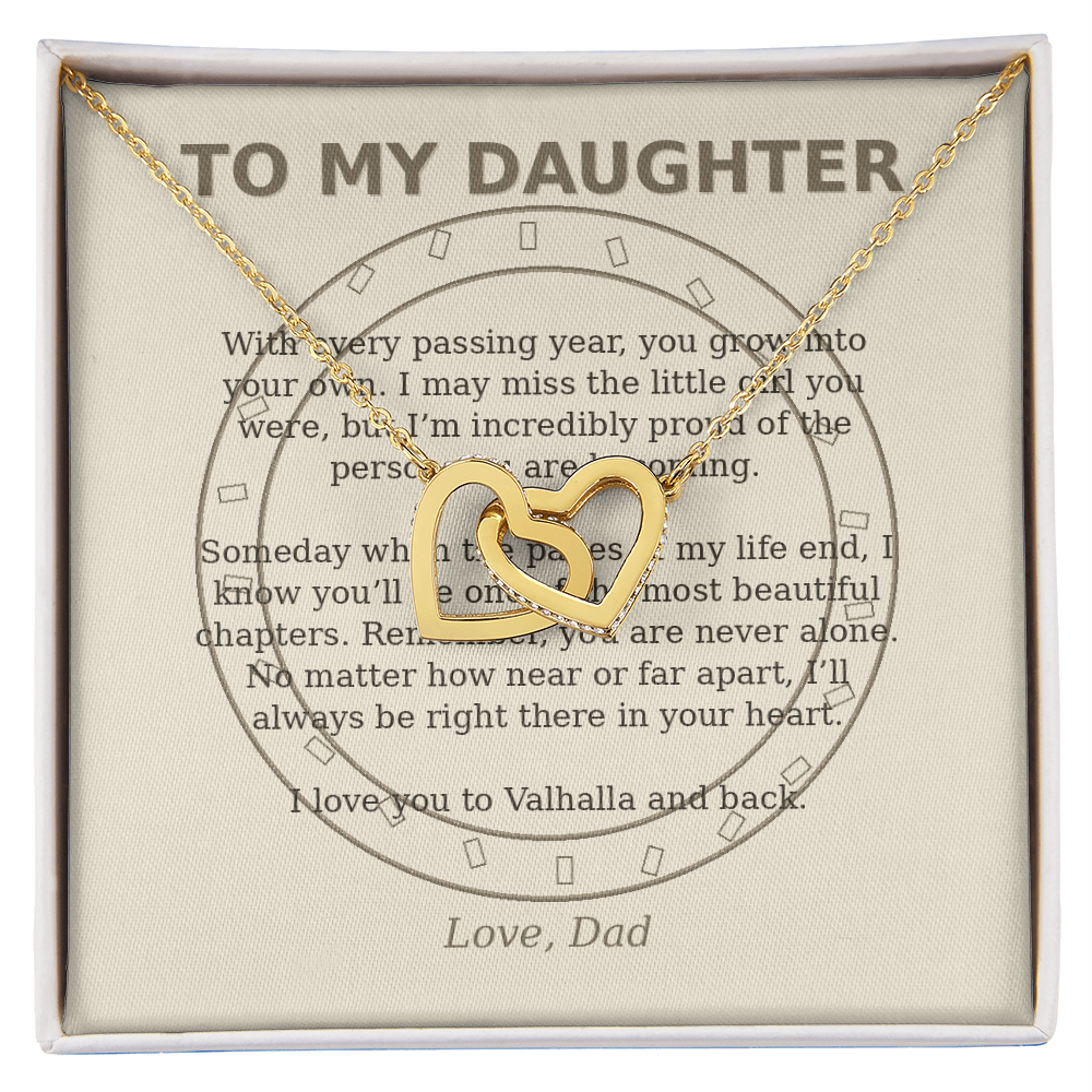 To My Daughter – Valhalla & Back Interlocking Hearts Necklace