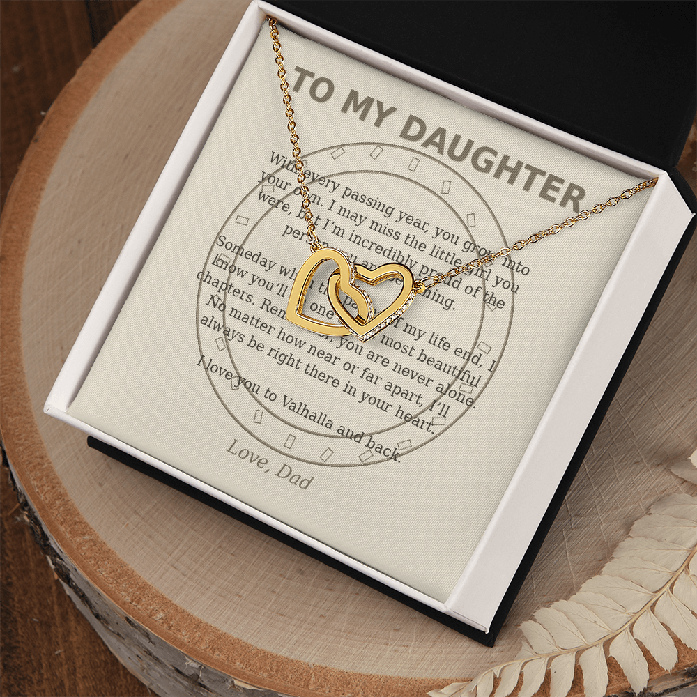 To My Daughter – Valhalla & Back Interlocking Hearts Necklace