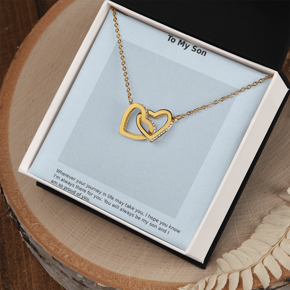To My Son – Minimal Interlocking Hearts Necklace