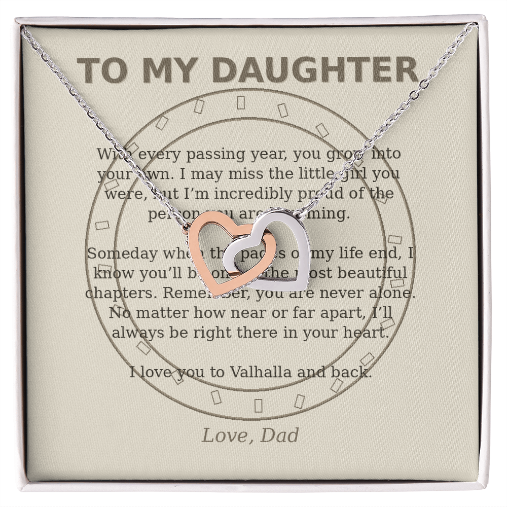 To My Daughter – Valhalla & Back Interlocking Hearts Necklace
