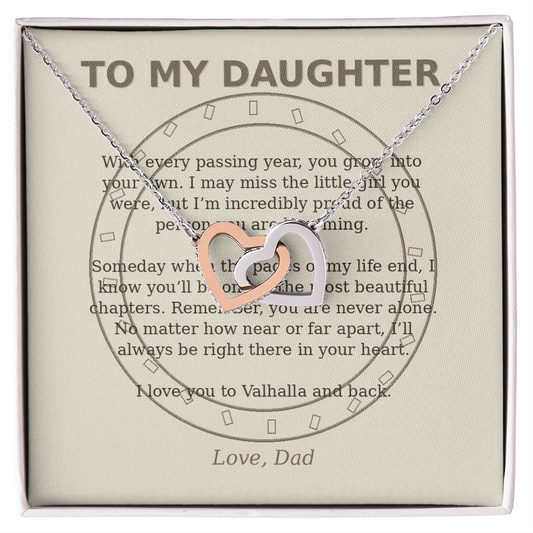 To My Daughter – Valhalla & Back Interlocking Hearts Necklace