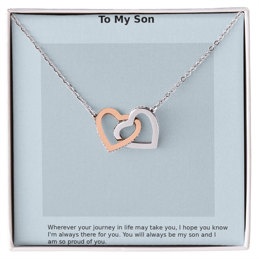 To My Son – Minimal Interlocking Hearts Necklace