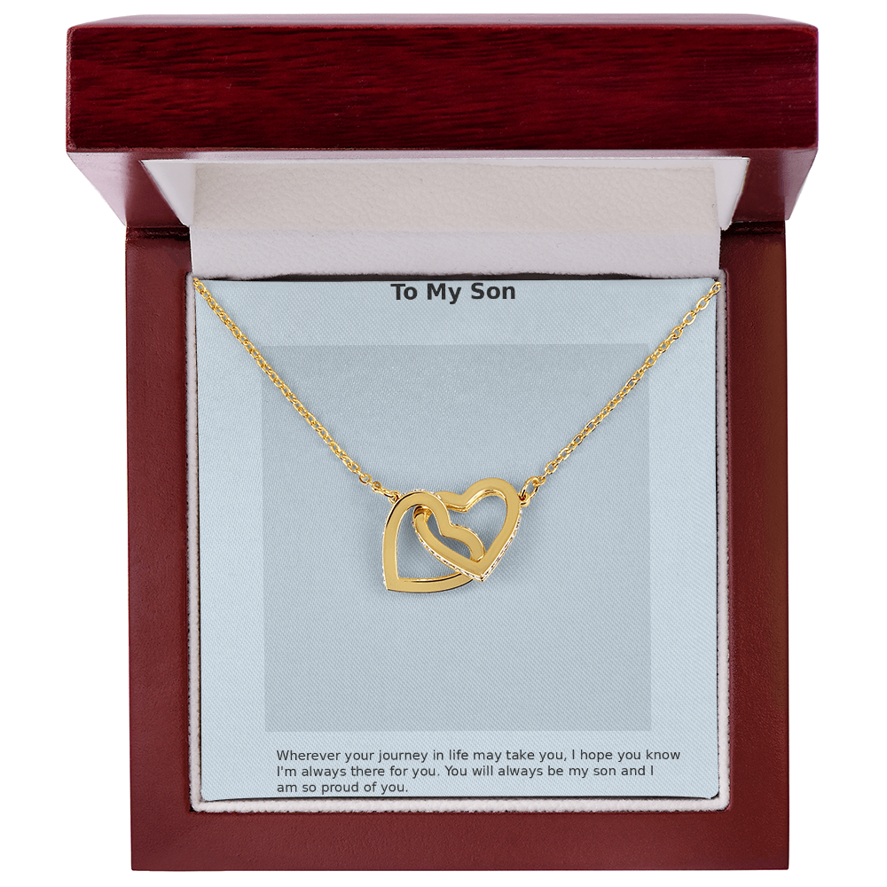 To My Son – Minimal Interlocking Hearts Necklace