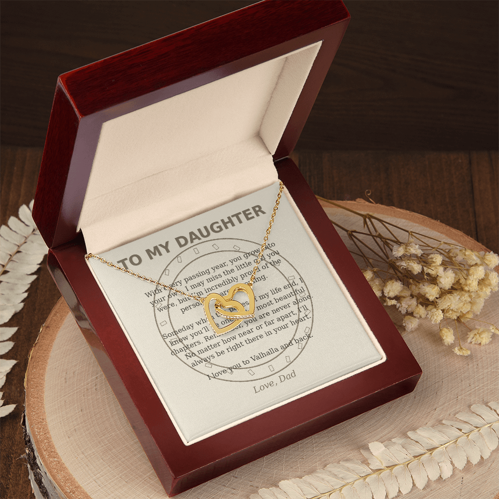 To My Daughter – Valhalla & Back Interlocking Hearts Necklace