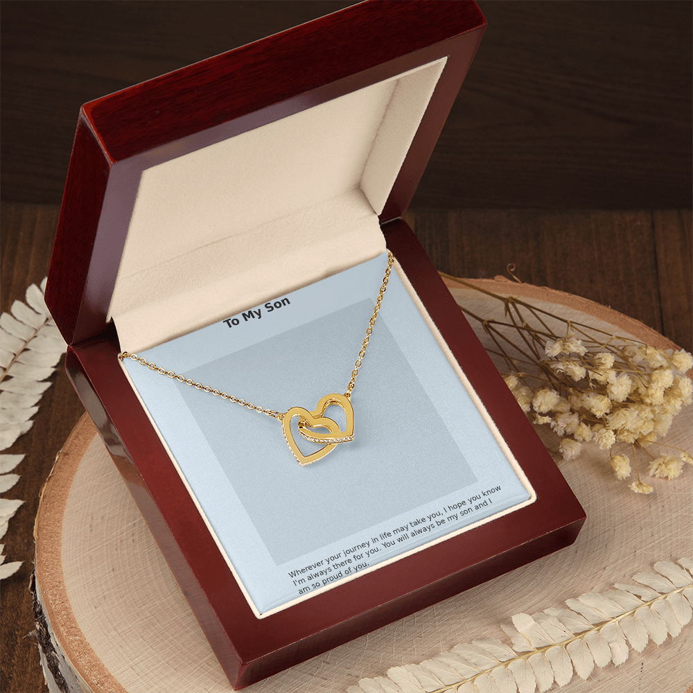 To My Son – Minimal Interlocking Hearts Necklace