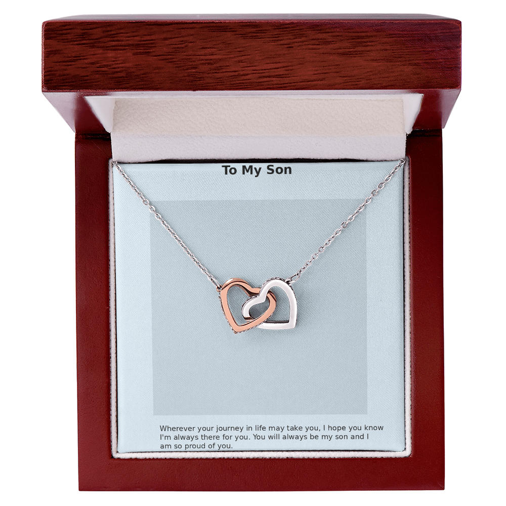 To My Son – Minimal Interlocking Hearts Necklace