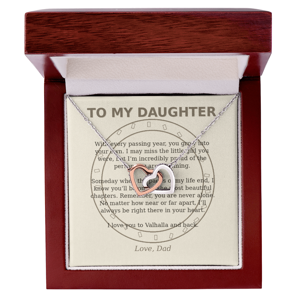 To My Daughter – Valhalla & Back Interlocking Hearts Necklace
