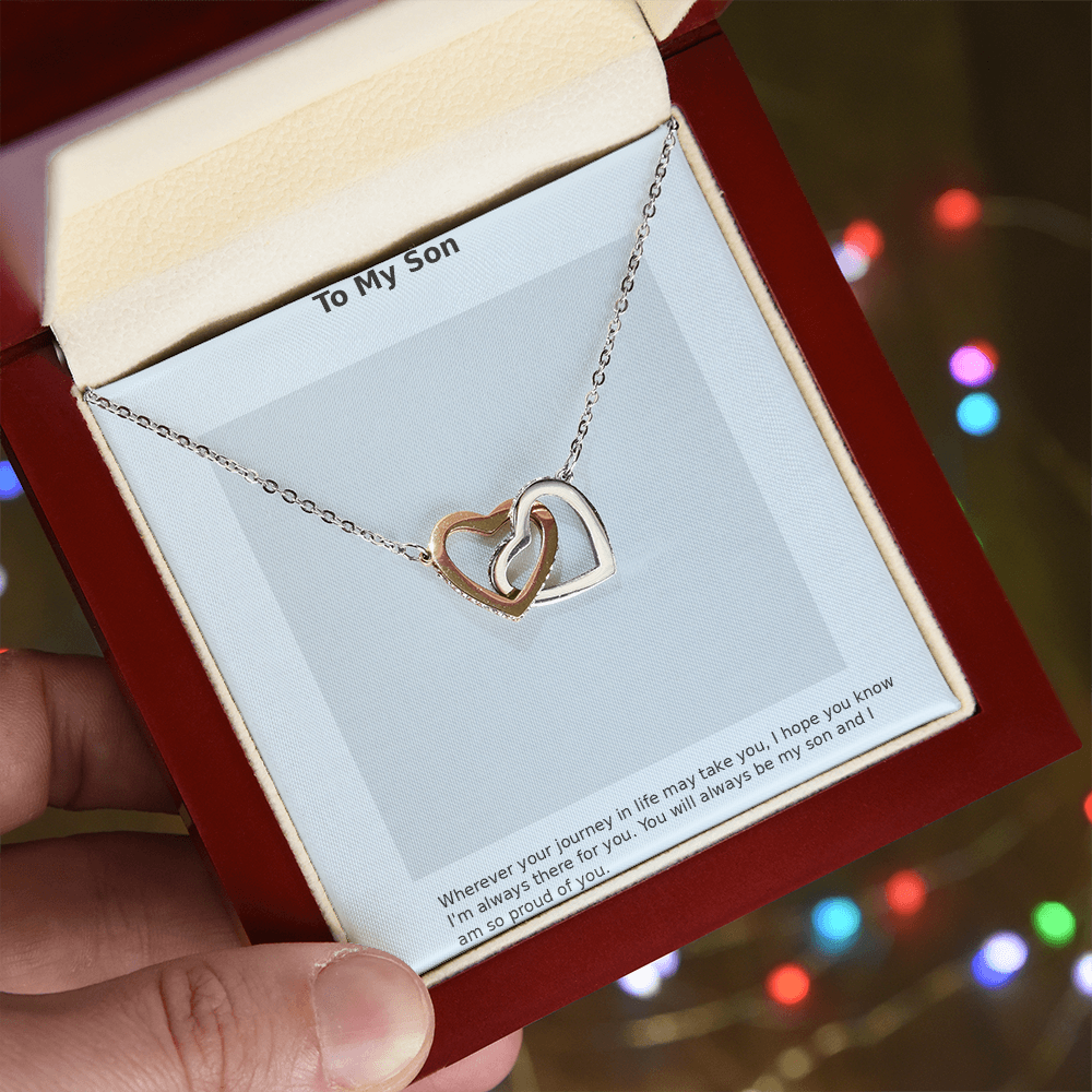 To My Son – Minimal Interlocking Hearts Necklace
