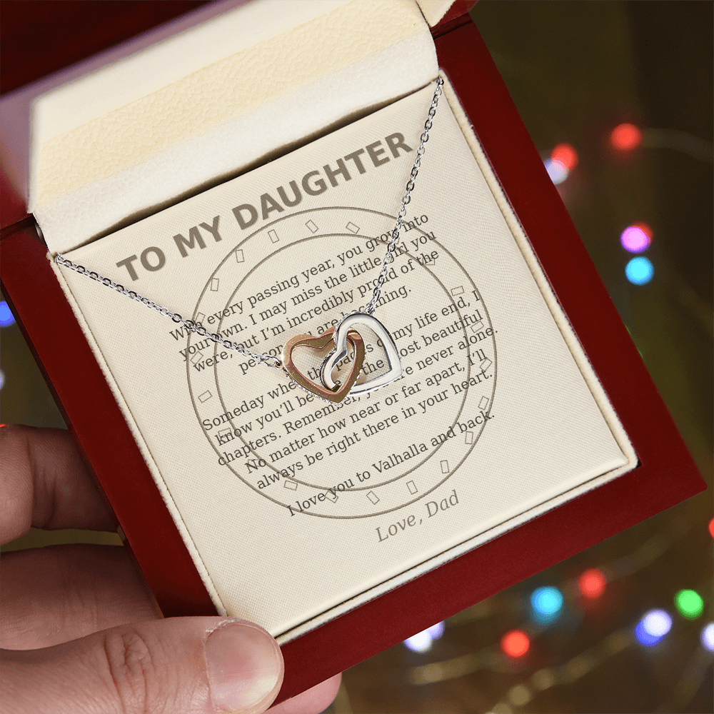 To My Daughter – Valhalla & Back Interlocking Hearts Necklace