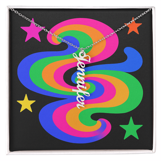 They/Them Pronoun Vertical Name Necklace