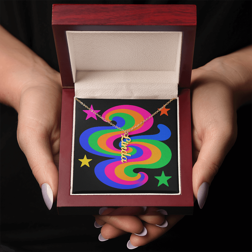 They/Them Pronoun Vertical Name Necklace