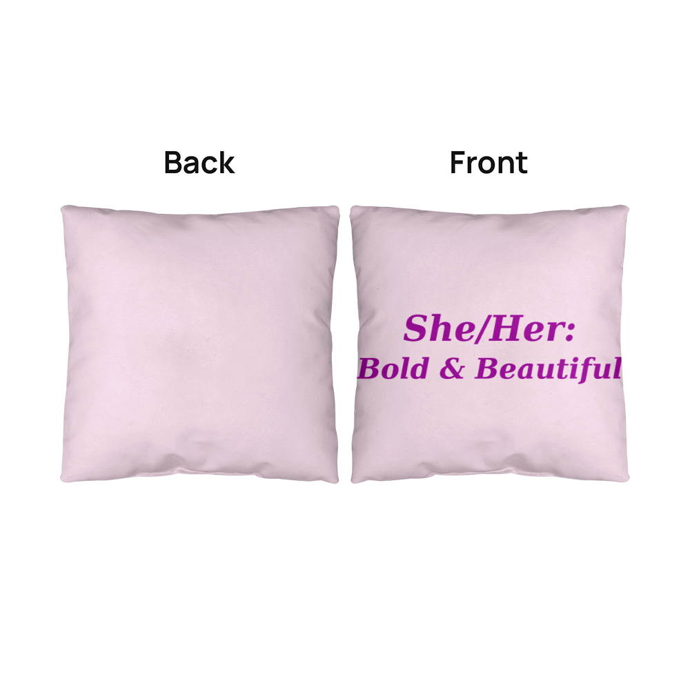 She/Her: Bold & Beautiful Pronoun Cushion