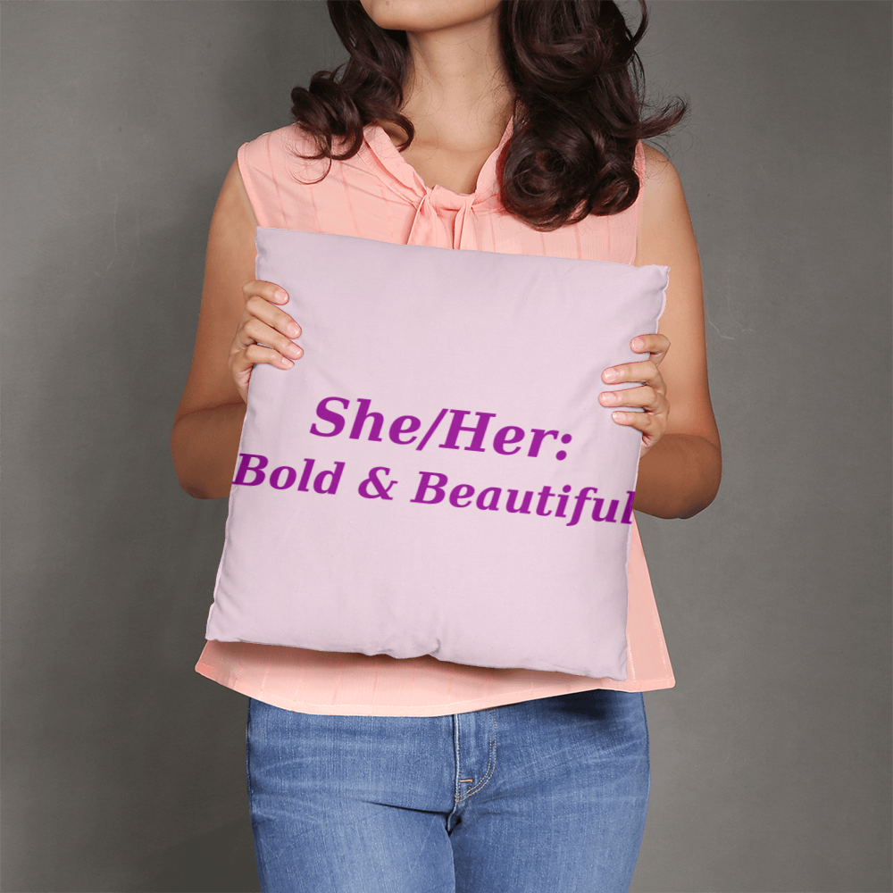 She/Her: Bold & Beautiful Pronoun Cushion