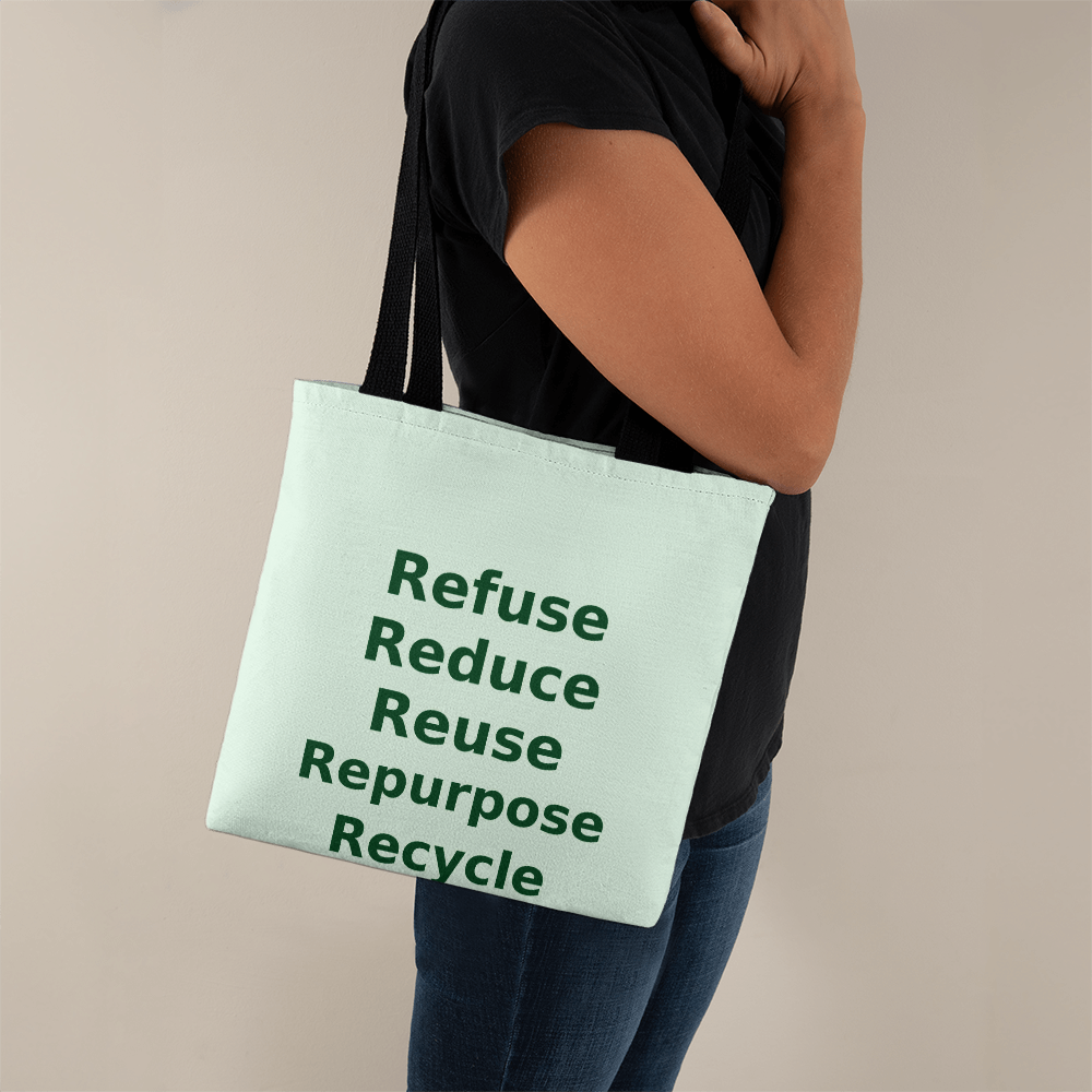 Refuse, Reduce, Reuse, Repurpose & Recycle Eco Tote Bag – Pastel Green