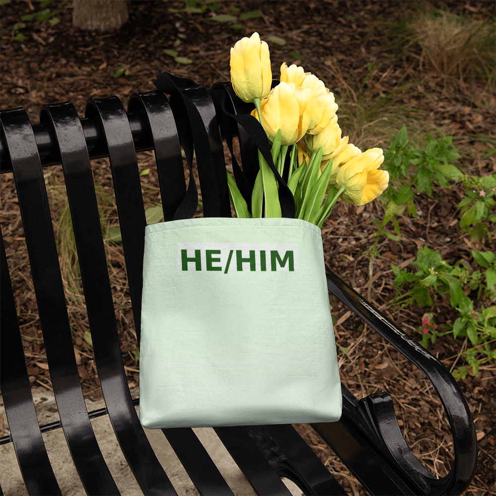 He/Him Pronoun Tote Bag (Pastel Top)
