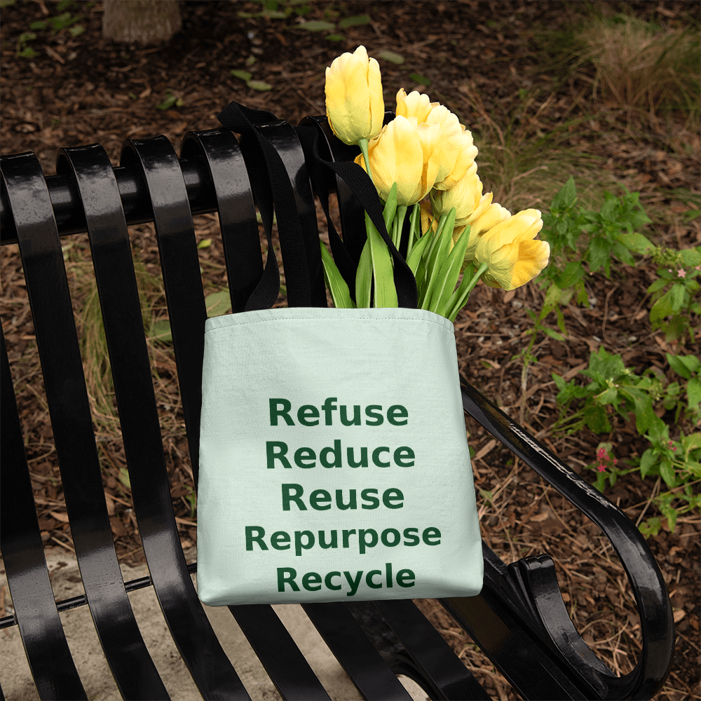 Refuse, Reduce, Reuse, Repurpose & Recycle Eco Tote Bag – Pastel Green