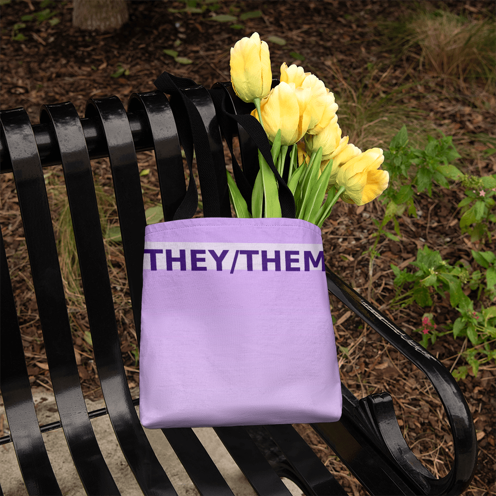 They/Them Pronoun Tote Bag (Pastel Top)