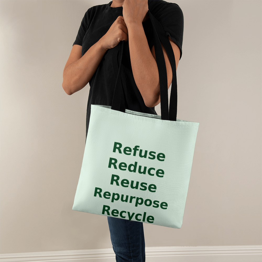 Refuse, Reduce, Reuse, Repurpose & Recycle Eco Tote Bag – Pastel Green