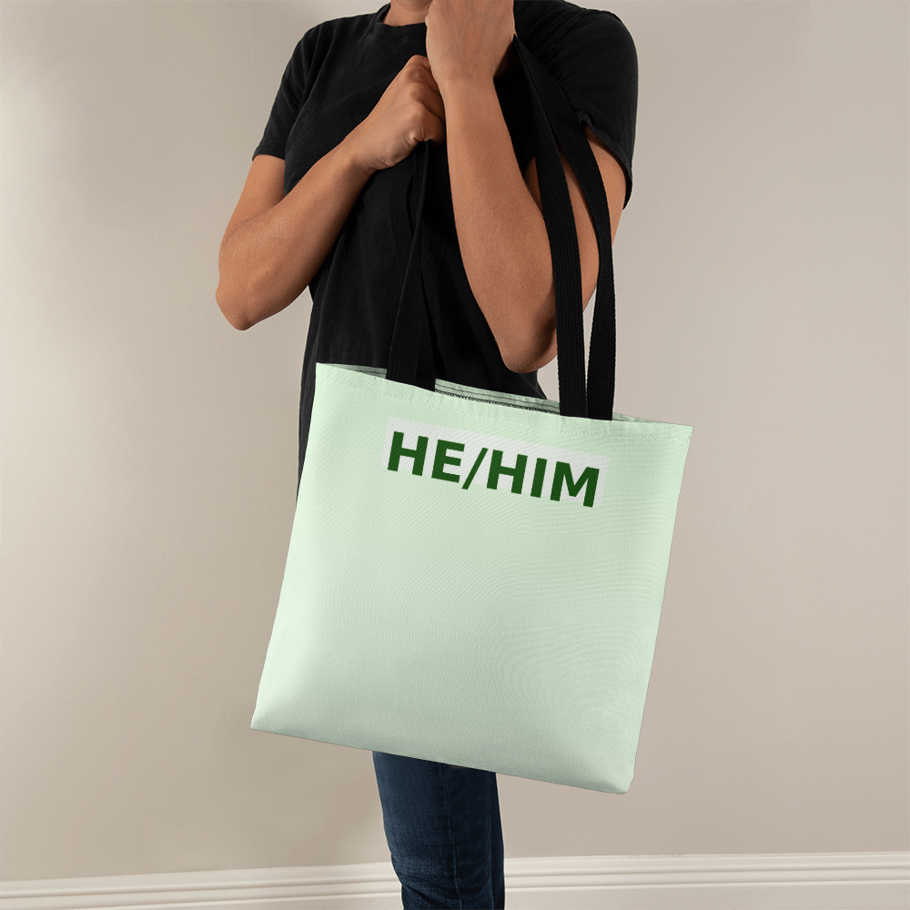 He/Him Pronoun Tote Bag (Pastel Top)