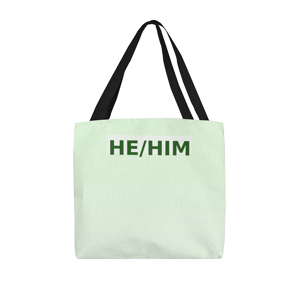 He/Him Pronoun Tote Bag (Pastel Top)
