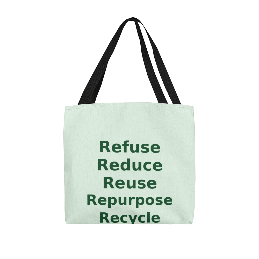 Refuse, Reduce, Reuse, Repurpose & Recycle Eco Tote Bag – Pastel Green