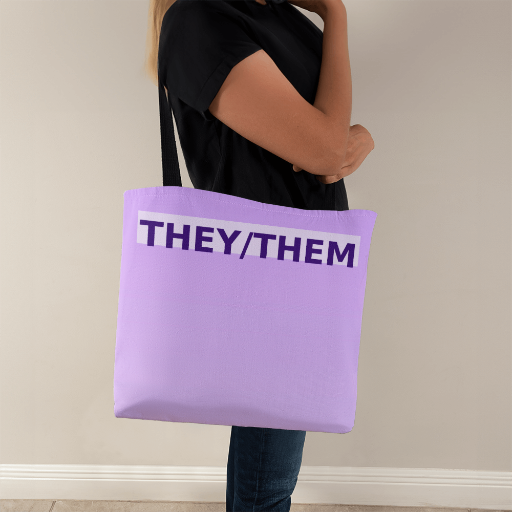 They/Them Pronoun Tote Bag (Pastel Top)