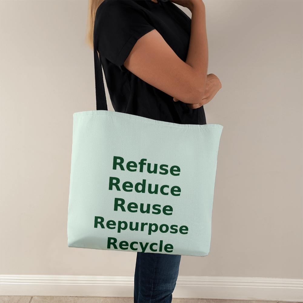 Refuse, Reduce, Reuse, Repurpose & Recycle Eco Tote Bag – Pastel Green