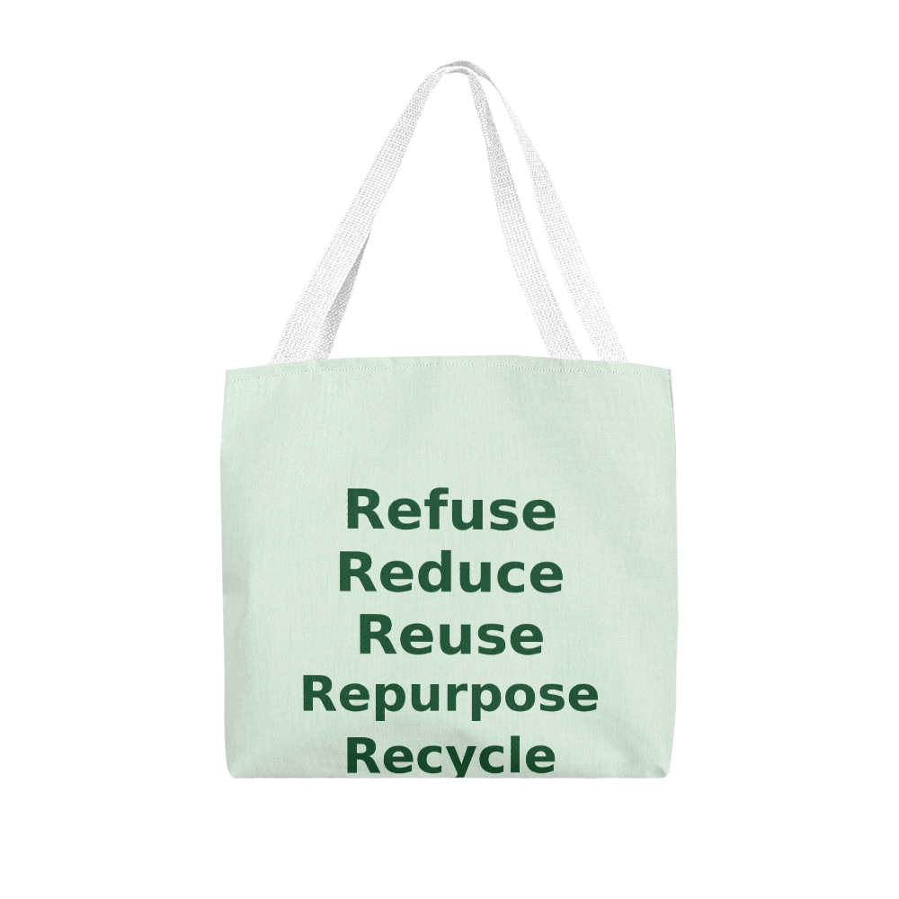 Refuse, Reduce, Reuse, Repurpose & Recycle Eco Tote Bag – Pastel Green