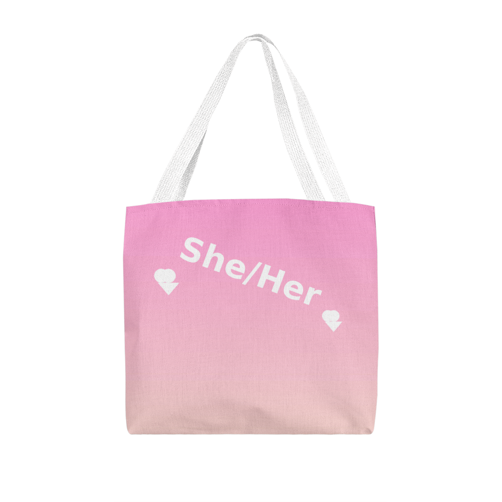 She/Her Pronoun Tote Bag – Top Design