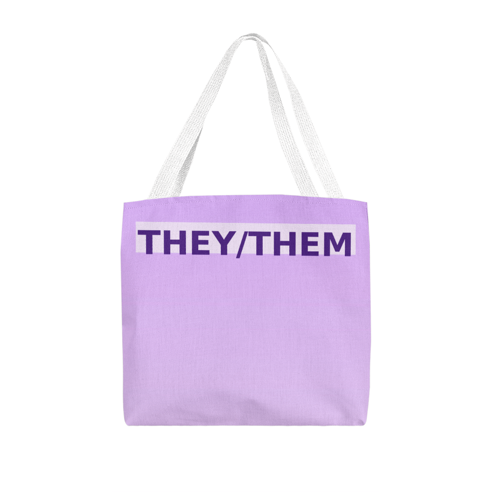 They/Them Pronoun Tote Bag (Pastel Top)