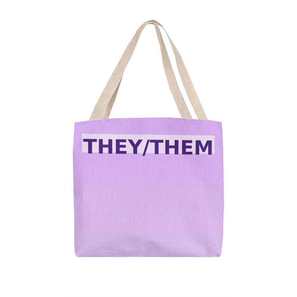 They/Them Pronoun Tote Bag (Pastel Top)