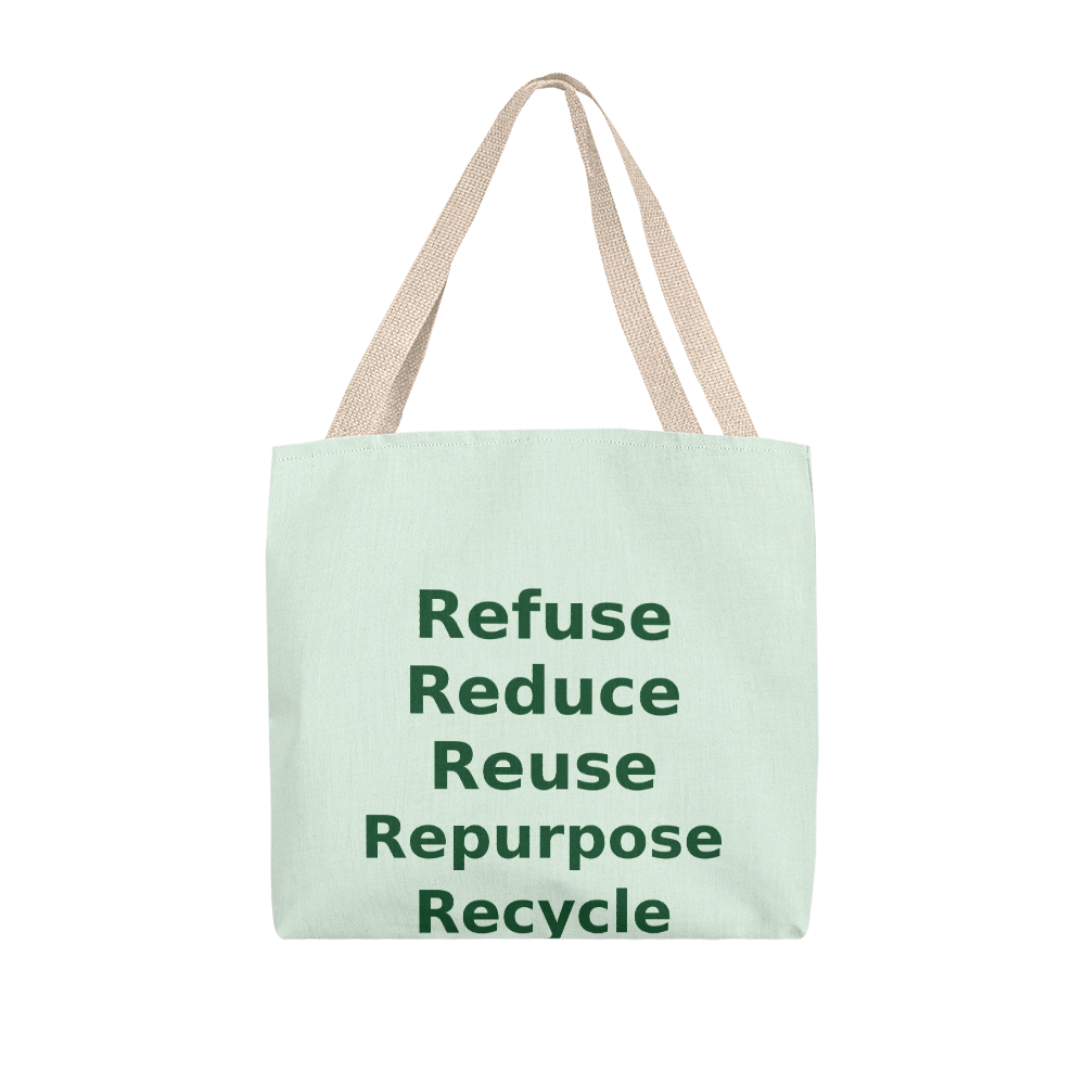 Refuse, Reduce, Reuse, Repurpose & Recycle Eco Tote Bag – Pastel Green