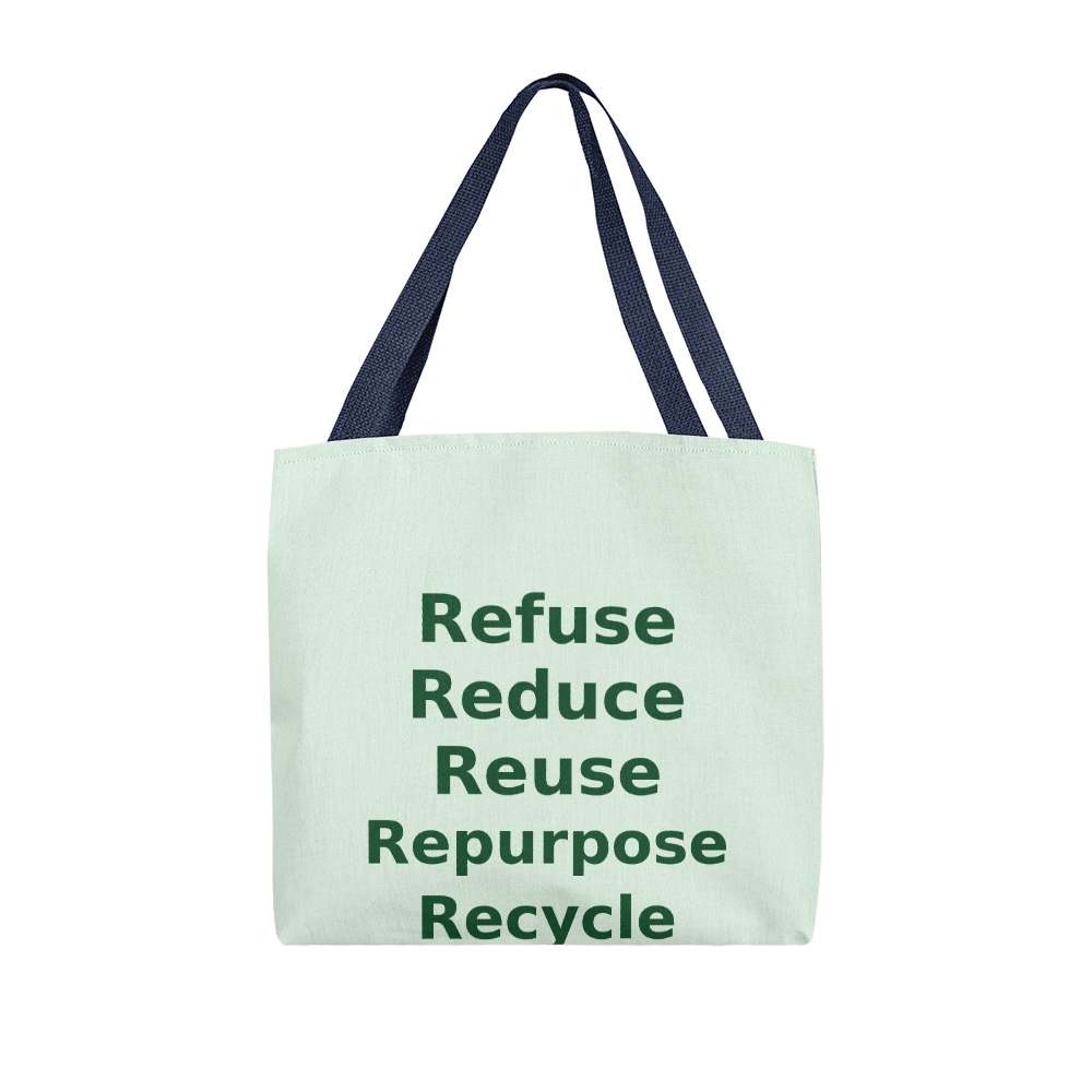 Refuse, Reduce, Reuse, Repurpose & Recycle Eco Tote Bag – Pastel Green