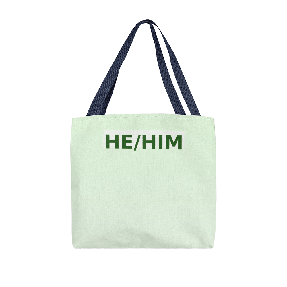 He/Him Pronoun Tote Bag (Pastel Top)