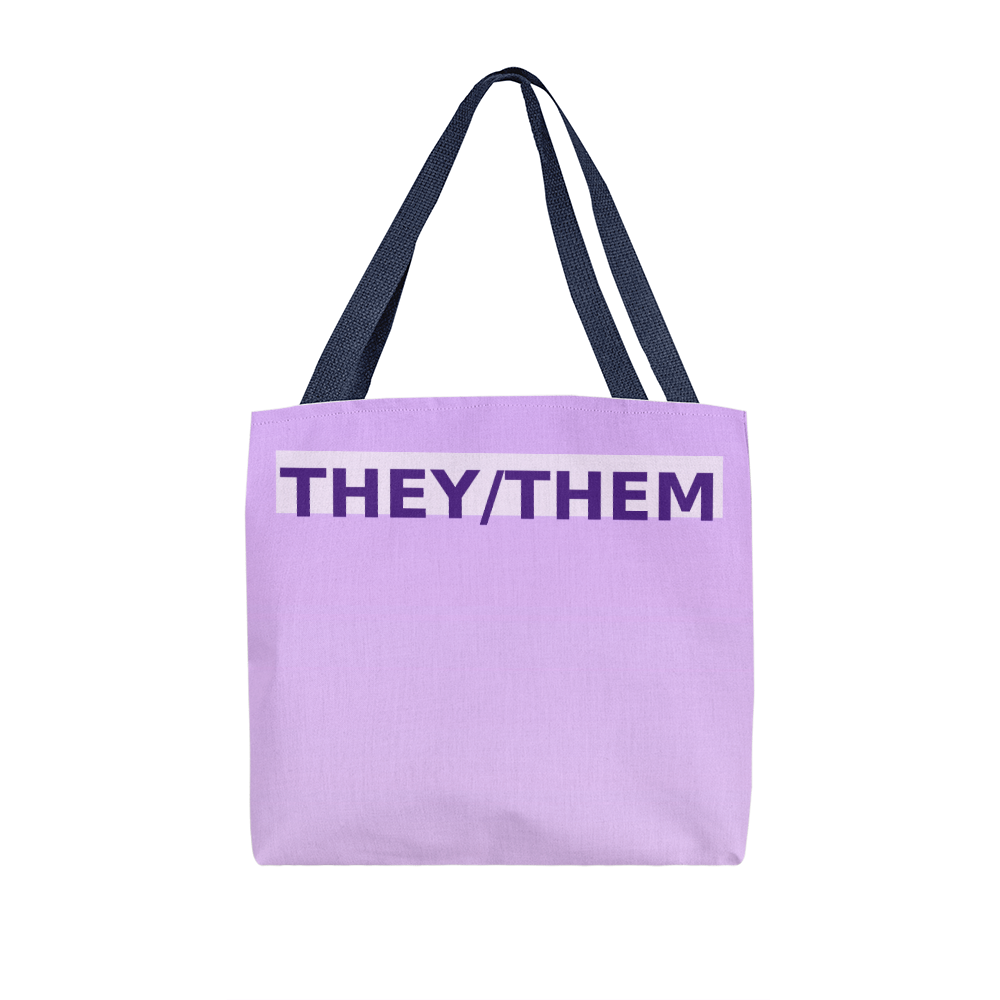 They/Them Pronoun Tote Bag (Pastel Top)