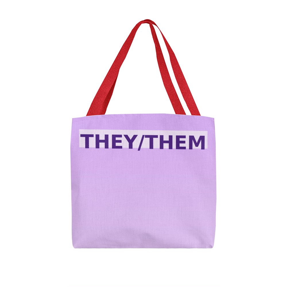 They/Them Pronoun Tote Bag (Pastel Top)