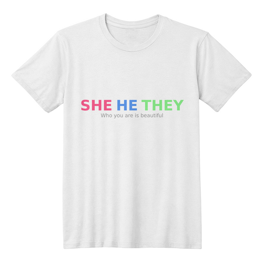She He They Pronoun Pride Tee – Transparent Minimalist