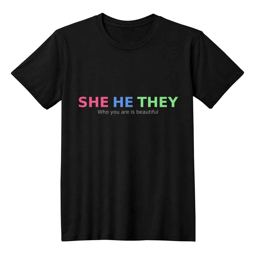 She He They Pronoun Pride Tee – Transparent Minimalist