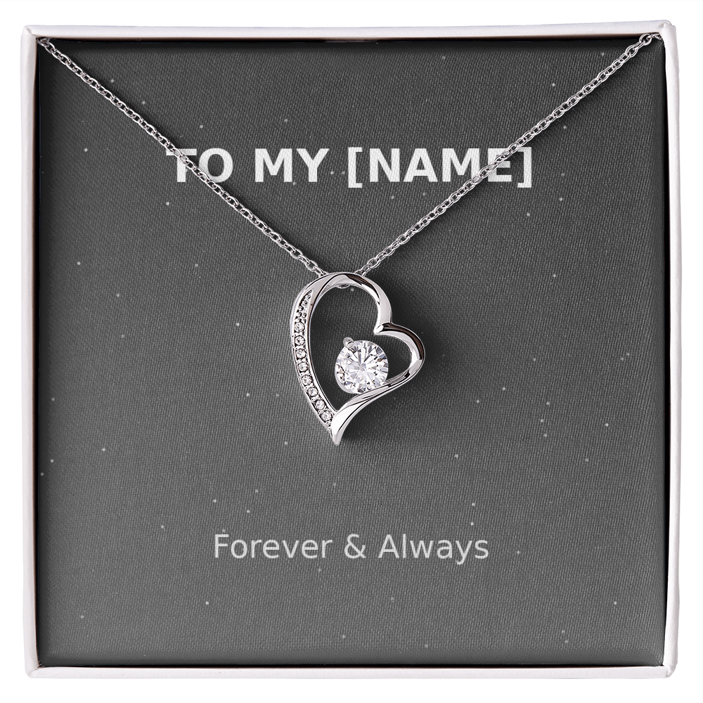 Custom Name – Forever & Always Love Necklace (Grey)