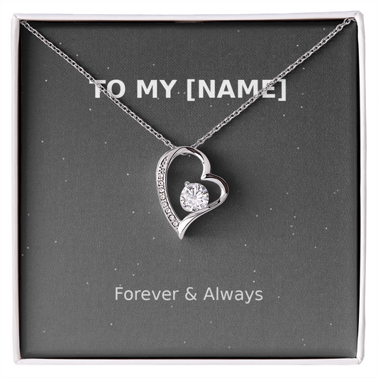 Custom Name – Forever & Always Love Necklace (Grey)