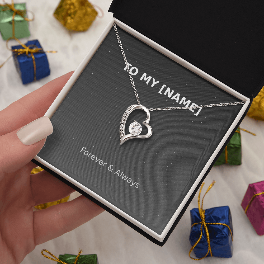 Custom Name – Forever & Always Love Necklace (Grey)