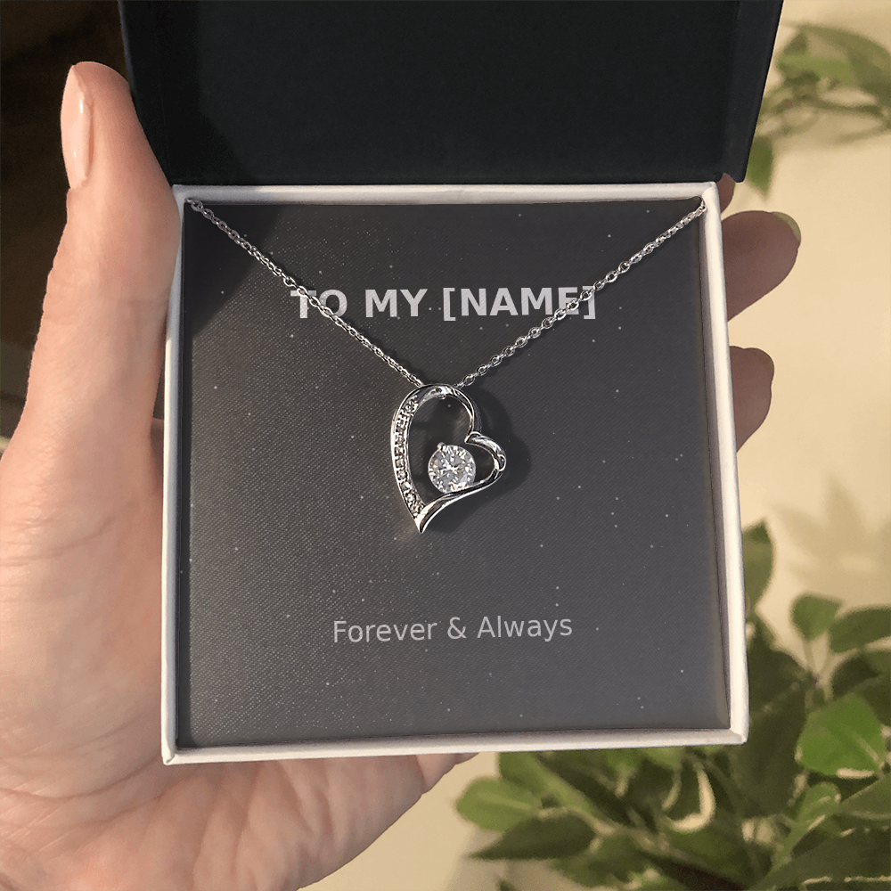 Custom Name – Forever & Always Love Necklace (Grey)